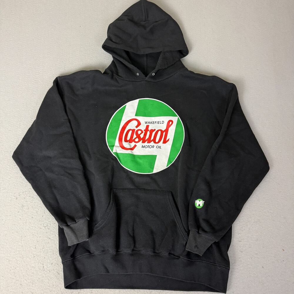 Lee Heavyweight Castrol Wakefield Motor Oil Black Pullover Hoodie Large